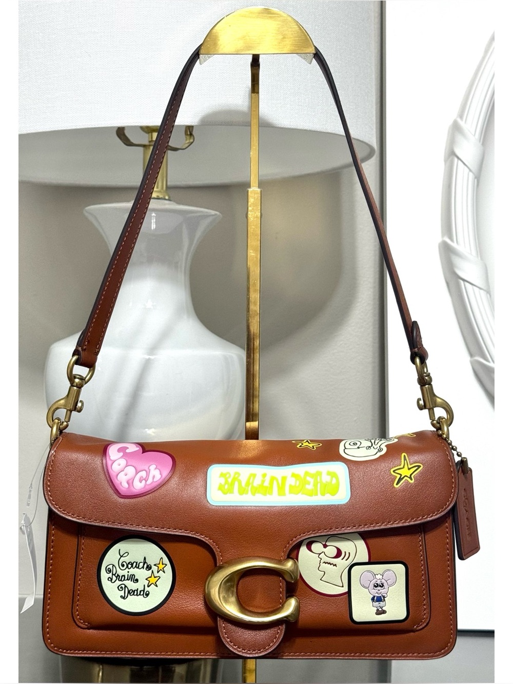 COACH | Brain Dead Soft Tabby Shoulder Bag 26 With Patches, AMBER BROWN